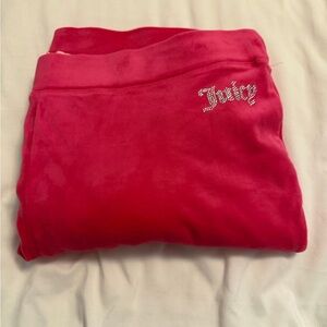 Juicy Couture Bright Pink Velour Lounge Pants with Rhinestone Juicy Logo